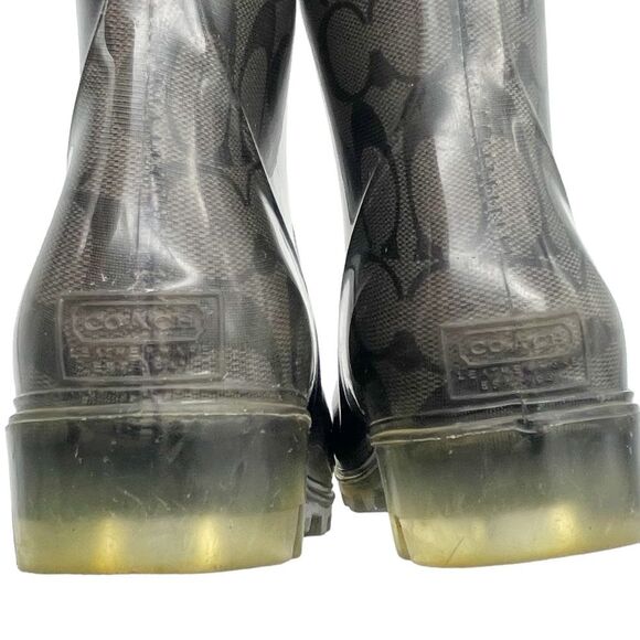 Coach Signature C Rainboot Gray & Black Outdoor Rubber Galosh Women’s Size 9 - Picture 12 of 16